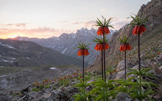 Несколько цветущих айгулей в горах Баткена