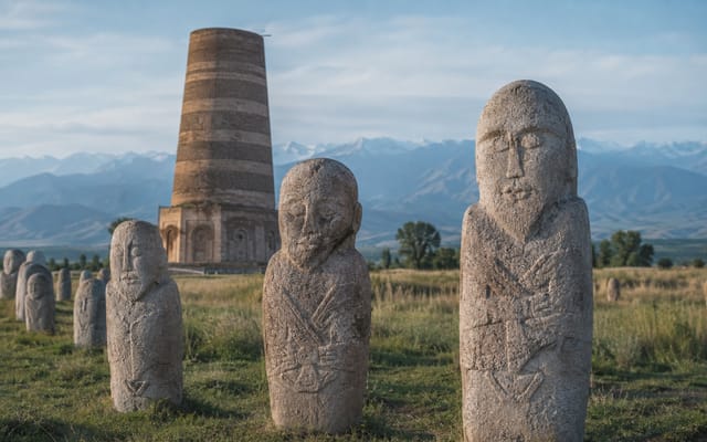 Балбалы возле башни Бурана