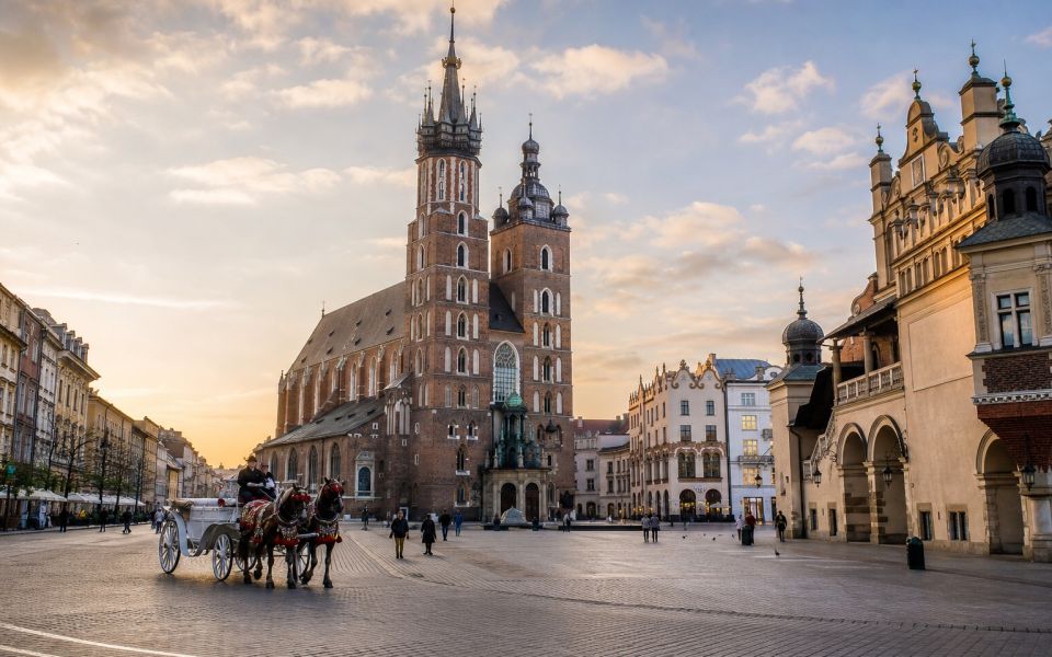 Market Square and St. Mary's Basilica in historic Krakow