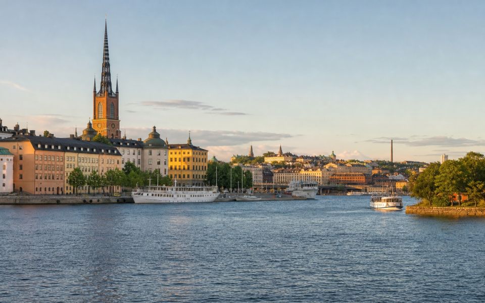 Gamla Stan, ferries and Stockholm islands in summer light