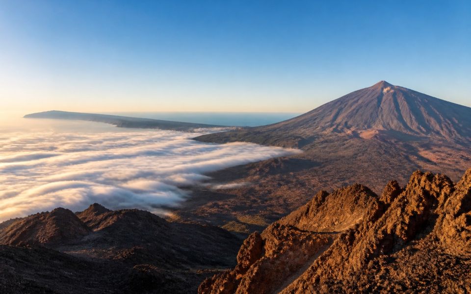 Mount Teide, the lava plateau and the Atlantic coast of Tenerife