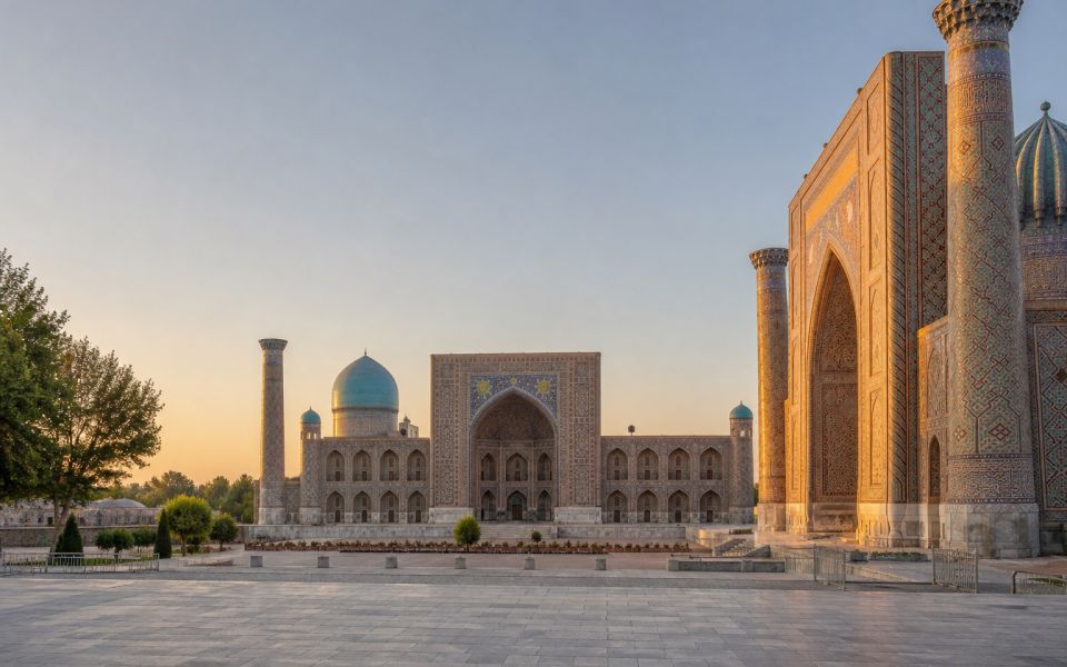Mosaic madrassas and the historic square of Samarkand in Uzbekistan