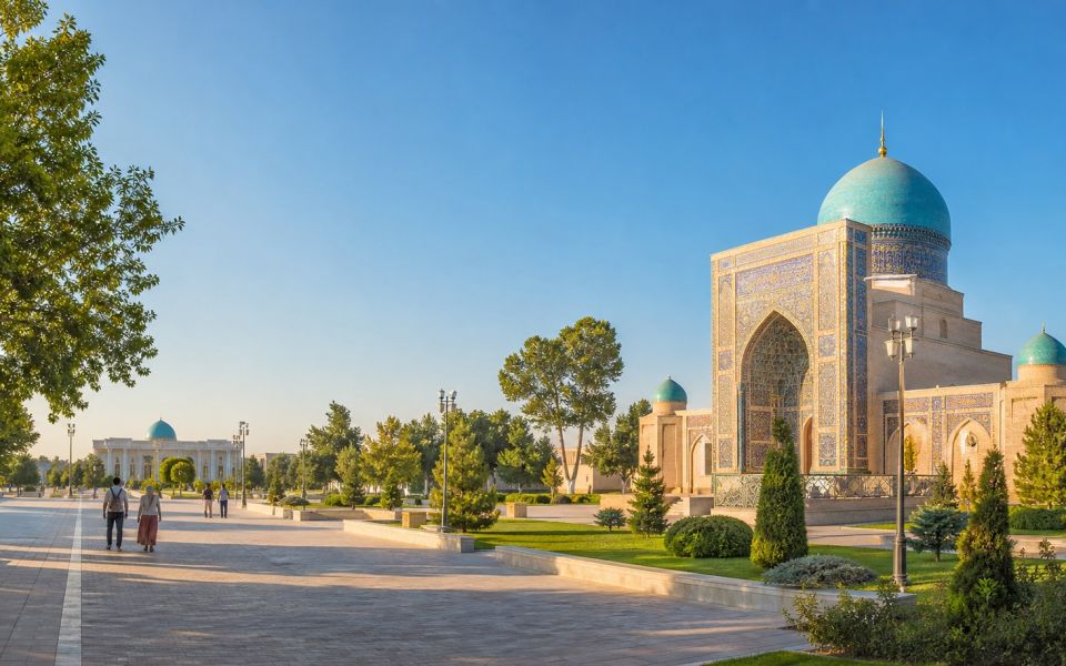 Blue domes, a spacious square, and green alleys of modern Tashkent