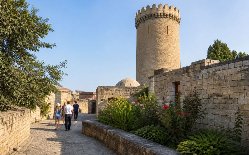 The medieval tower and stone walls of Mardakan on Absheron