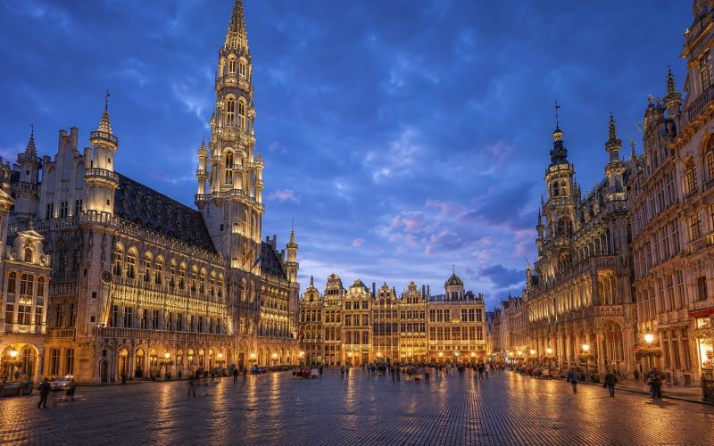 Historic guild houses on the Grand Place in Brussels
