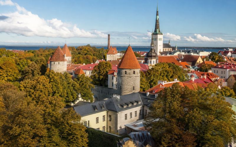 Tallinn's red roofs and medieval towers from the Toompea lookout