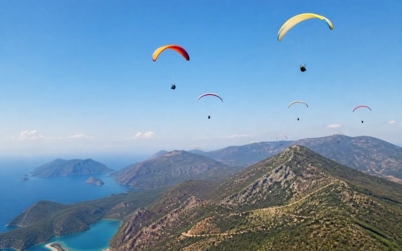Paragliding over Oludeniz and Mount Babadag on the Fethiye coast